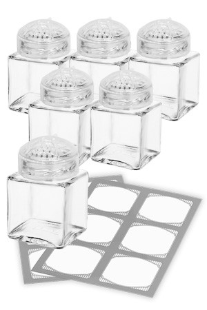 Cubi Multistreuer transparent, 6er mit Etiketten