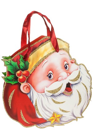 Deko-Geschenktasche 'Weihnachtsmannkopf', 27,5 x 8 x 28,5 cm
