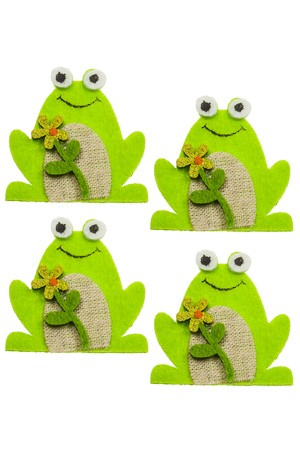Filz-Sticker 'Frosch mit Blume', 4 Stück