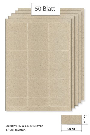 Grasetiketten 63,5 x 29,6 mm, 50 Blatt A4, 1350 Stück