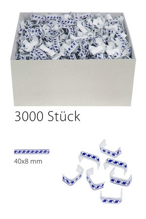 U-Clips 40 x 8 mm blau-weiß, 3000 Stück