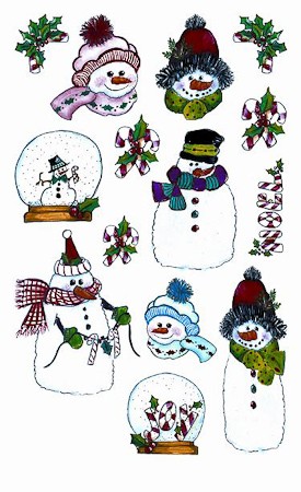 Rubbel-Sticker 'Schneemänner mit Schneekugel' beglimmert