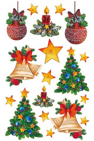 Weihnachtsetiketten 'Kugeln, Glocken, Kerzen'
