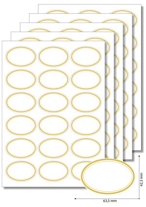 Etiketten oval 'Goldener Rahmen' - 5 Blatt A4