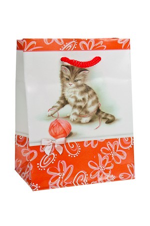 Geschenktüte 'Kätzchen mit Wollknäuel', 11 x 6 x 13,5 cm