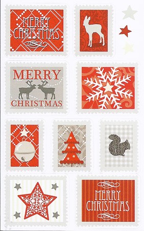 Weihnachtsetiketten 'Merry Christmas Briefmarken'