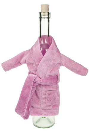 Flaschenverkleidung 'Mini-Bademantel' rosa