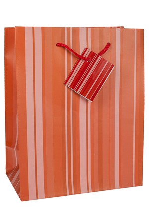 Geschenktüte 'Streifen' rot, 18,5 x 10,5 x 23 cm