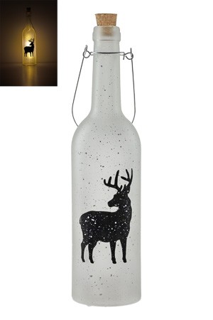 Deko-Flaschenlampe 'Hirsch im Schnee' 30 cm, 5 LEDs