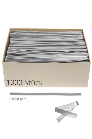 Clipbandverschlüsse 130 x 8 mm silber, 1000 Stück