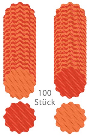 Wende-Deckchen aus Folie Ø 170 mm, Punkte orange, 100er Pack