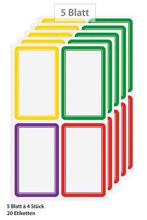 Etiketten 'Rahmen in 4 Farben', 20 Stück
