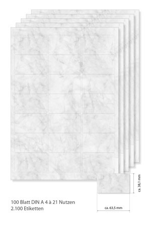 Etiketten 63,5 x 38,1 mm grau marmoriert - 100 Blatt A4
