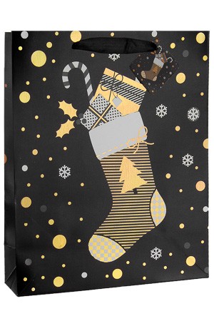 Geschenktüte 'Weihnachtssocke' schwarz, 26 x 12 x 32 cm