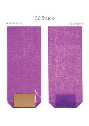 Kreuzbodenbeutel Jute-Optik violett 120 x 275 mm 35 my, 50 Stück