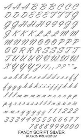 Rubbel-Sticker 'Geschwungenes Alphabet, 10 mm' silber