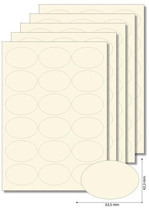 Etiketten oval 'Creme' - 20 Blatt A4