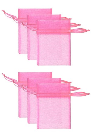 Organzatasche rosa 9 x 13 cm, 6 Stück