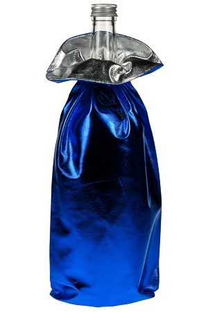 Geschenkbeutel blau metallic, Ø 10 x 35 cm