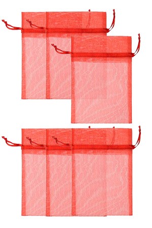 Chiffonbeutel 12 x 17 cm, rot, 6 Stück