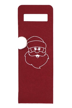 Flaschentasche 'Santa mit Bommel' Filz, 15 x 41 cm, rot