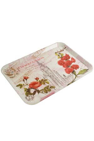 Tablett 'Rote Blumen' 405 x 290 mm