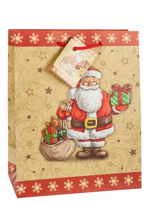 Geschenktasche 'Nikolaus mit Brille', 18,5 x 10,5 x 23 cm