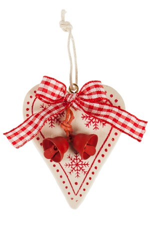 Weihnachtsanhänger 'Herz' aus Holz creme