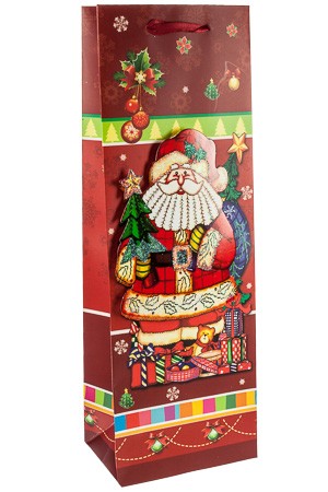 3D Flaschentasche 'Santa Claus', 13 x 8,5 x 37 cm