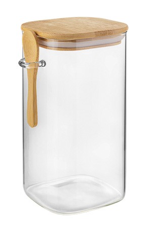 Vorratsglas 1400 ml eckig mit Bambusdeckel