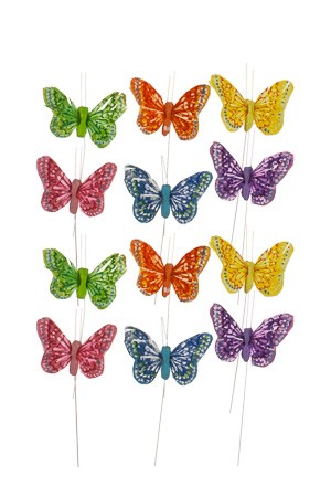 Schmetterlinge mit Drahthalter klein - 12er Set
