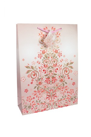 Geschenktüte 'Rosa Ornamente', 12 x 6 x 19 cm