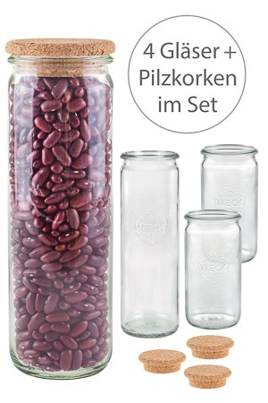 WECK-Zylinderglas mit Pilzkorken, 2 Größen