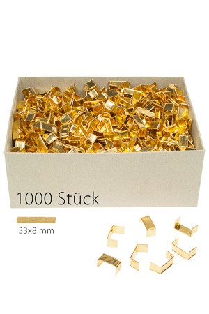 U-Clips 33 x 8 mm gold, 1000 Stück
