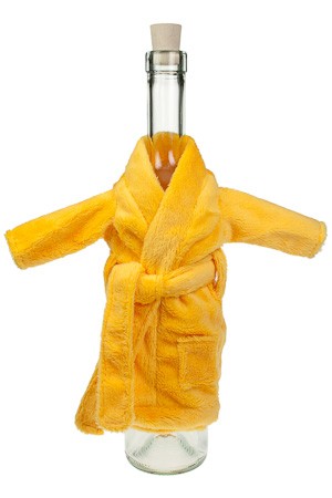 Flaschenverkleidung 'Mini-Bademantel' gelb