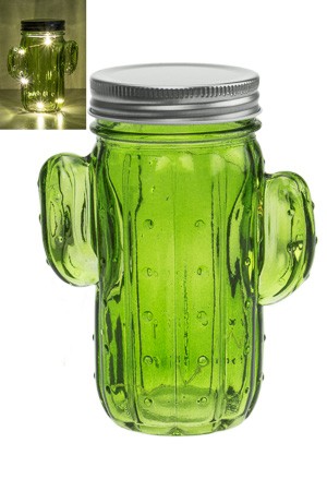 Deko-Glas 'Kaktus' mit 5 LEDs, 14,5 cm, grün