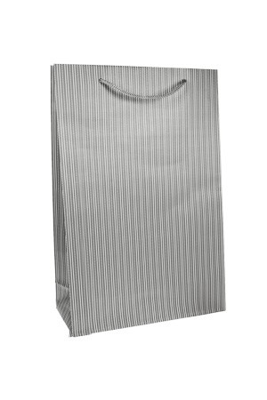 Geschenktüte 'Nadelstreifen' grau, 12 x 6 x 19 cm