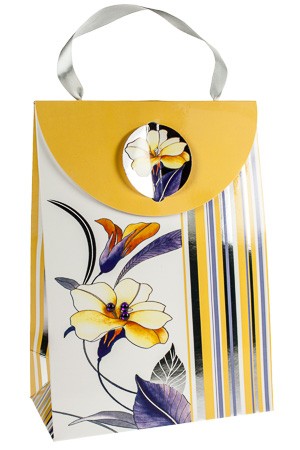 Geschenktasche 'Blume und Streifen', 16 x 8 x 22 cm