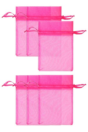 Chiffonbeutel 12 x 17 cm, pink, 6 Stück
